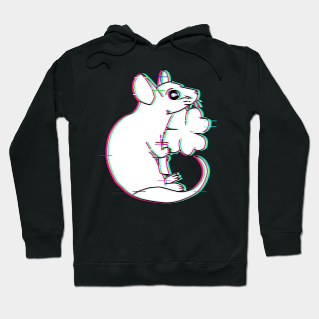 Lucky Clover Rat (Glitched Version) Hoodie by Rad Rat Studios